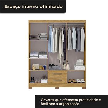 Guarda-roupa casal 6 portas 2 gavetas Santiago - marrocos / marrocos ripado RG119 