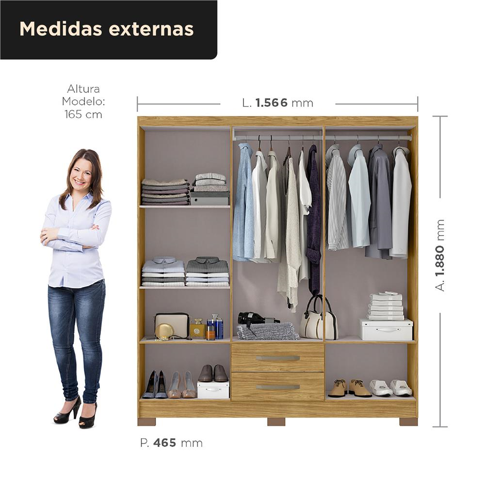 Guarda-roupa casal 6 portas 2 gavetas Santiago - marrocos / marrocos ripado RG119 