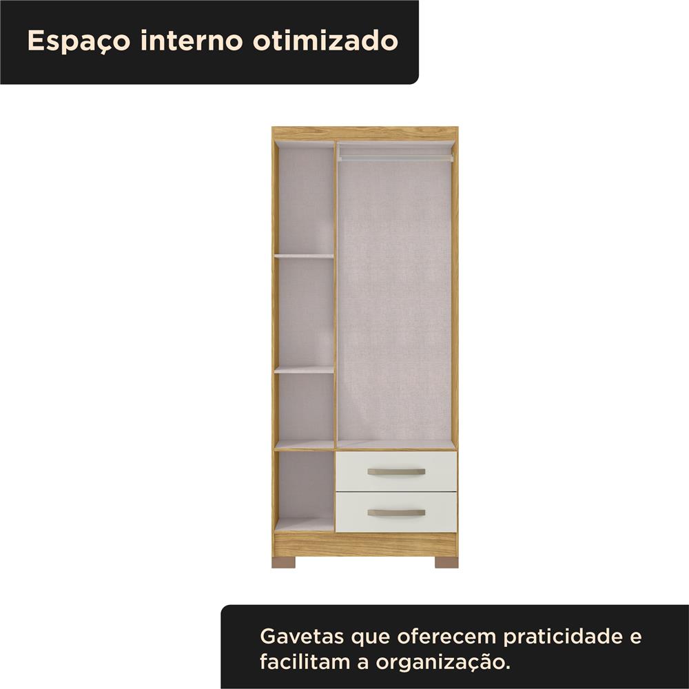 Guarda-roupa solteiro 3 portas 2 gavetas Santiago - marrocos / off-white RG174 