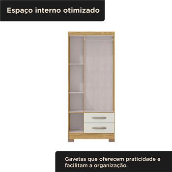 Guarda-roupa solteiro 3 portas 2 gavetas Santiago - marrocos / off-white RG174 