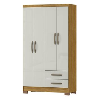 Guarda-roupa solteiro 4 portas 2 gavetas Santiago - marrocos / off-white RG120 