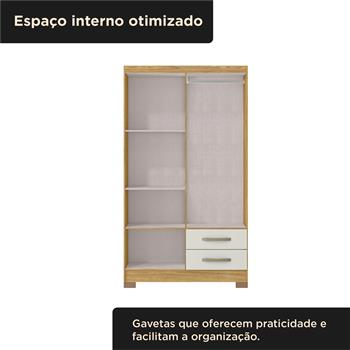 Guarda-roupa solteiro 4 portas 2 gavetas Santiago - marrocos / off-white RG120 