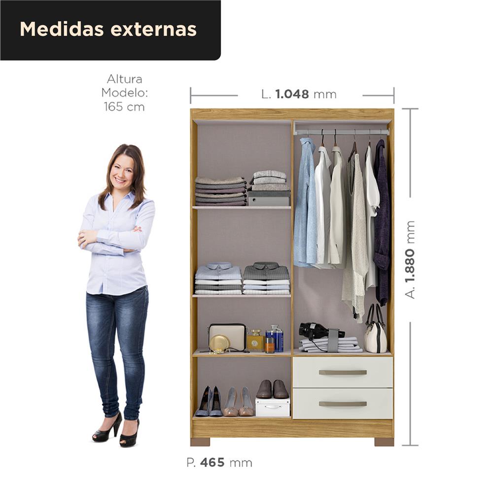 Guarda-roupa solteiro 4 portas 2 gavetas Santiago - marrocos / off-white RG120 