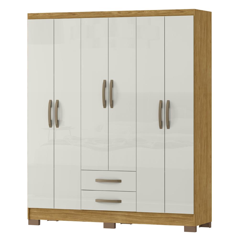 Guarda-roupa casal 6 portas 2 gavetas Santiago - marrocos / off-white RG119 