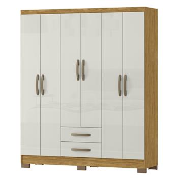Guarda-roupa casal 6 portas 2 gavetas Santiago - marrocos / off-white RG119 