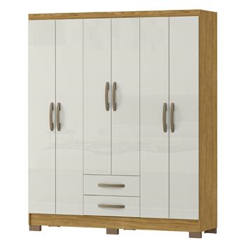 Guarda-roupa casal 6 portas 2 gavetas Santiago - marrocos / off-white RG119 