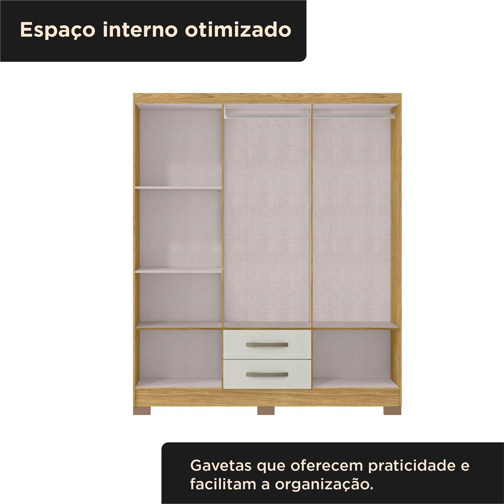 Guarda-roupa casal 6 portas 2 gavetas Santiago - marrocos / off-white RG119 