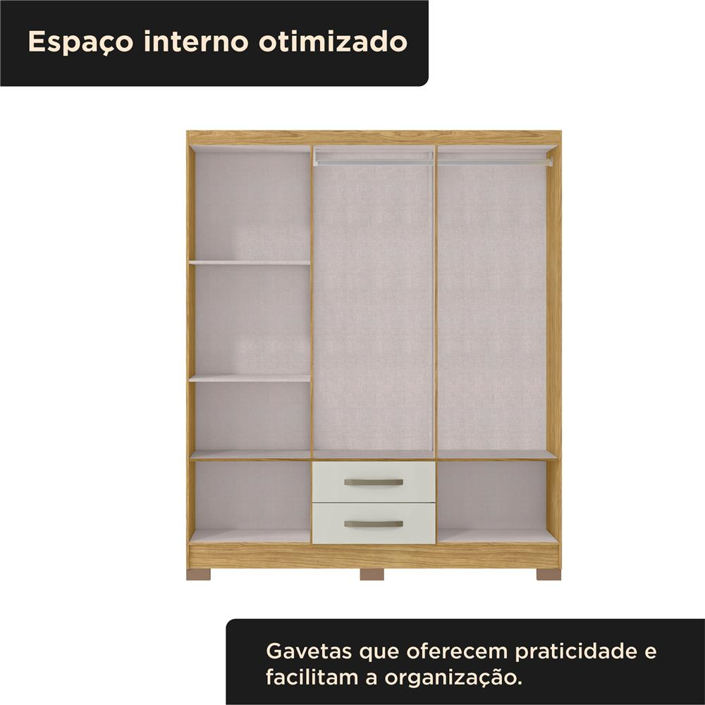 Guarda-roupa casal 6 portas 2 gavetas Santiago - marrocos / off-white RG119 