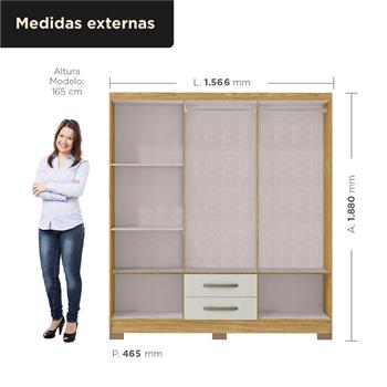 Guarda-roupa casal 6 portas 2 gavetas Santiago - marrocos / off-white RG119 