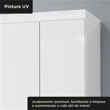 Guarda-roupa capelinha 4 portas 3 gavetas Capella com espelho - branco neve / branco neve RG139.E 