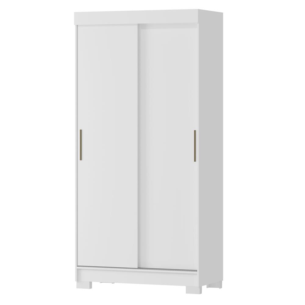 Guarda-roupa solteiro 2 portas de correr 2 gavetas Antares - branco neve / branco neve  RD041 