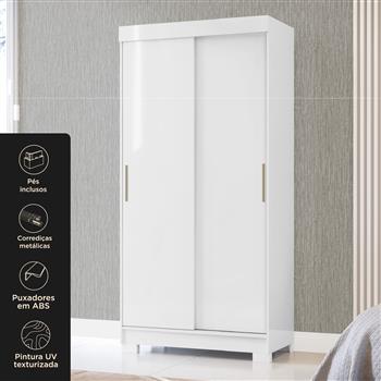 Guarda-roupa solteiro 2 portas de correr 2 gavetas Antares - branco neve / branco neve  RD041 
