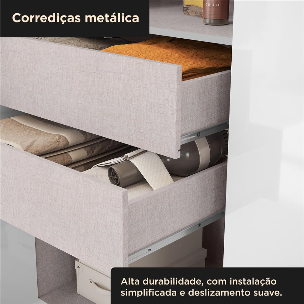Guarda-roupa solteiro 2 portas de correr 2 gavetas Antares - branco neve / branco neve  RD041 