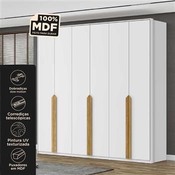 Guarda-roupa casal 6 portas 4 gavetas Barcelona - branco fosco / branco fosco RG181 