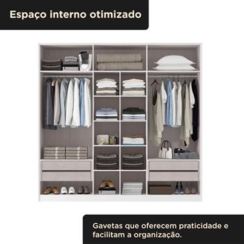 Guarda-roupa casal 6 portas 4 gavetas Barcelona - branco fosco / branco fosco RG181 