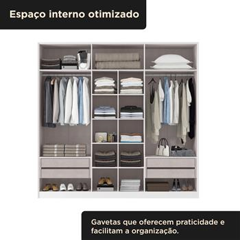 Guarda-roupa casal 6 portas 4 gavetas Barcelona - branco fosco / branco fosco RG181 