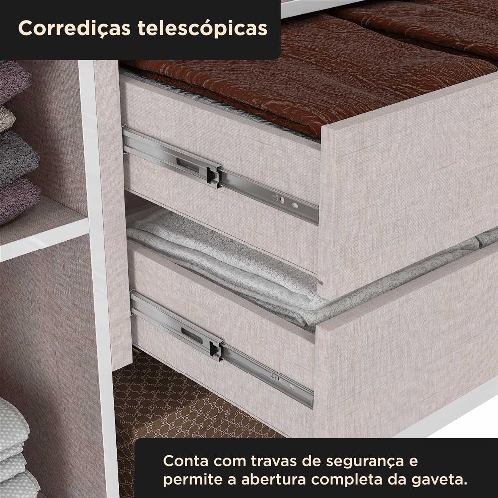 Guarda-roupa casal 6 portas 4 gavetas Barcelona - branco fosco / branco fosco RG181 