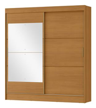 Guarda-roupa casal 2 portas de correr com 3 gavetas Palermo - com espelho - cinamomo / cinamomo RD057.E 