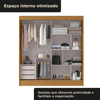 Guarda-roupa casal 2 portas de correr com 3 gavetas Palermo - com espelho - cinamomo / cinamomo RD057.E 
