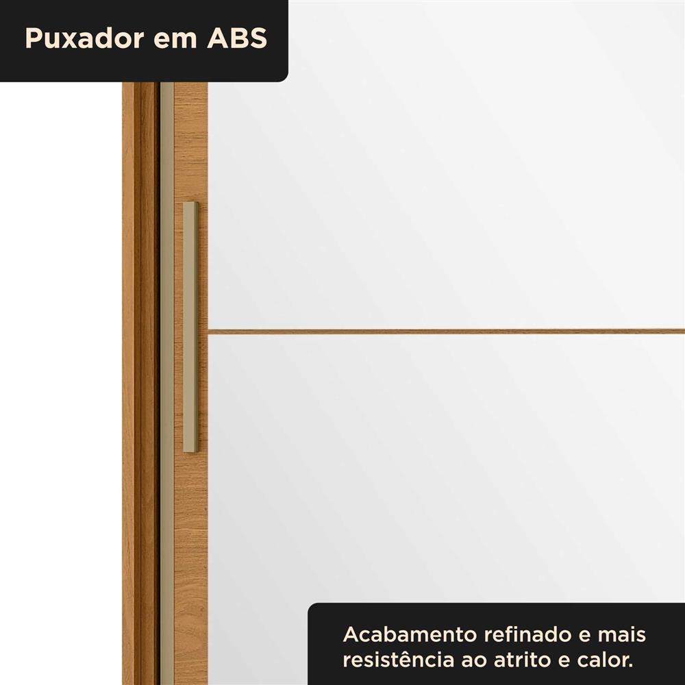 Guarda-roupa casal 2 portas de correr com 3 gavetas Palermo - com espelho - cinamomo / cinamomo RD057.E 