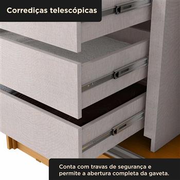 Guarda-roupa casal 2 portas de correr com 3 gavetas Palermo - com espelho - cinamomo / cinamomo RD057.E 