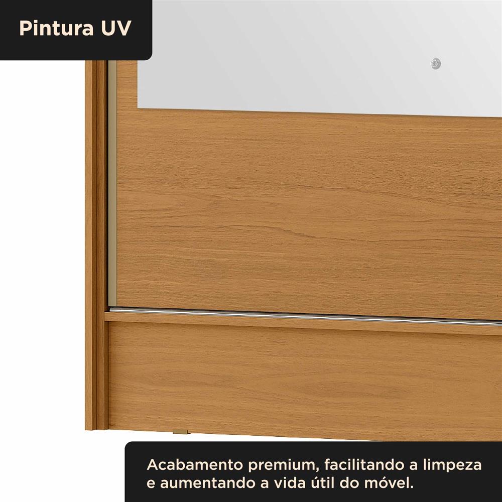 Guarda-roupa casal 2 portas de correr com 3 gavetas Palermo - com espelho - cinamomo / cinamomo RD057.E 