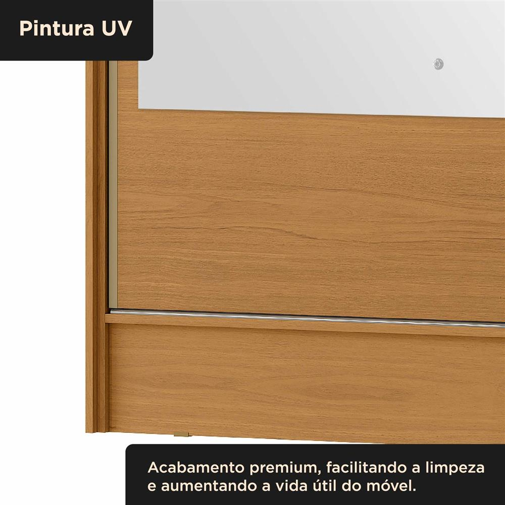 Guarda-roupa casal 2 portas de correr com 3 gavetas Palermo - com espelho - cinamomo / cinamomo RD057.E 
