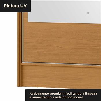 Guarda-roupa casal 2 portas de correr com 3 gavetas Palermo - com espelho - cinamomo / cinamomo RD057.E 