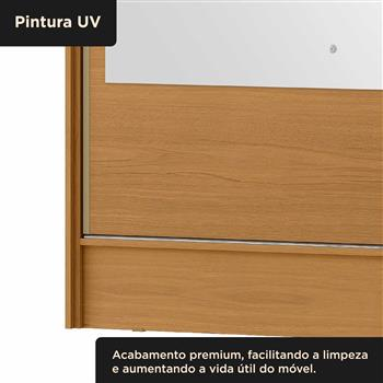 Guarda-roupa casal 2 portas de correr com 3 gavetas Palermo - com espelho - cinamomo / cinamomo RD057.E 