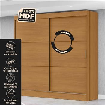 Guarda-roupa casal 2 portas de correr com 3 gavetas Palermo - cinamomo / cinamomo RD057.E 