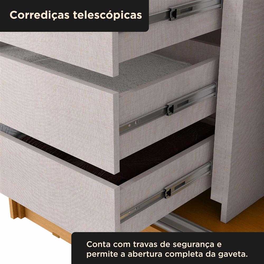 Guarda-roupa casal 2 portas de correr com 3 gavetas Palermo - cinamomo / cinamomo RD057.E 