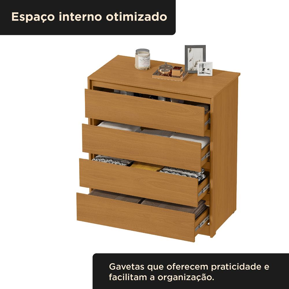 Cômoda 4 gavetas grandes Carla - cinamomo / cinamomo  CO027  