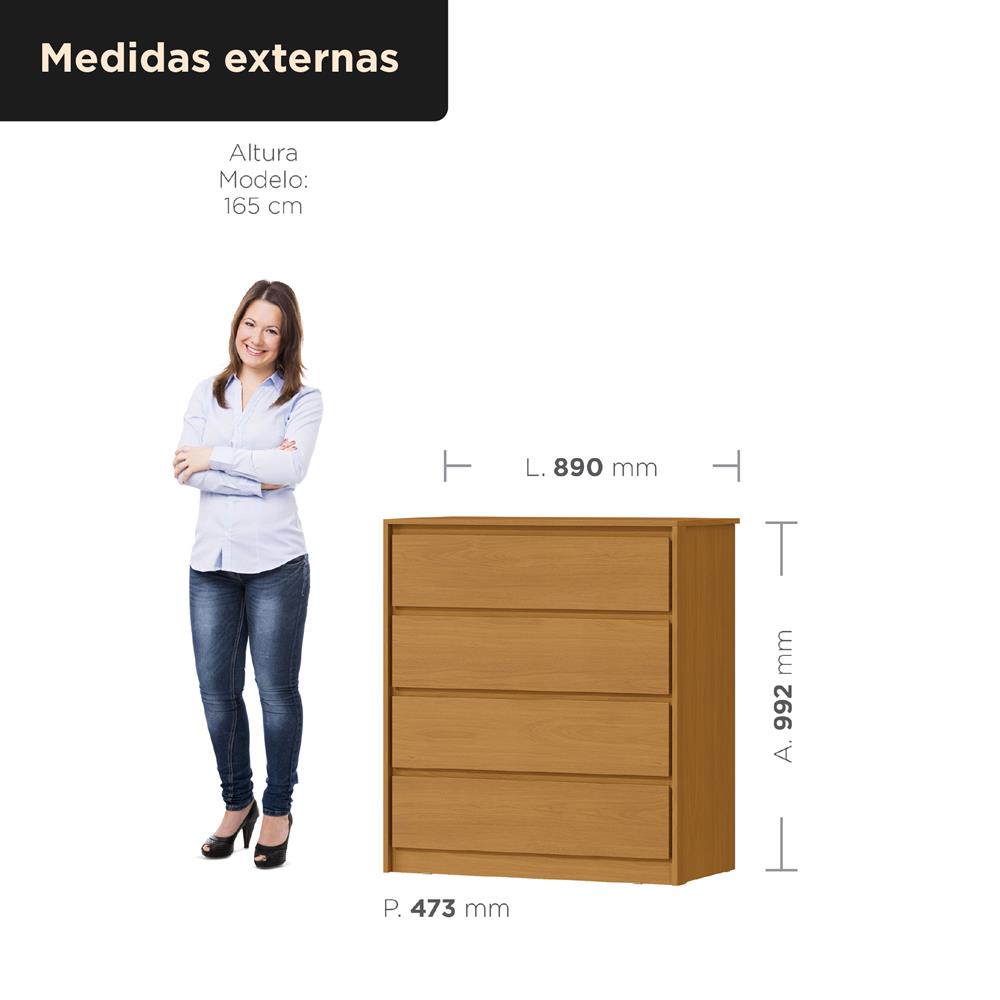 Cômoda 4 gavetas grandes Carla - cinamomo / cinamomo  CO027  