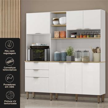 Cozinha compacta 7 portas e 2 gavetas Boreal - branco neve / castanho CC040 