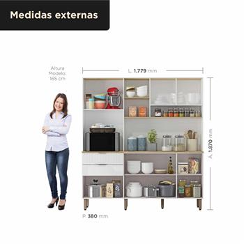 Cozinha compacta 7 portas e 2 gavetas Boreal - branco neve / castanho CC040 