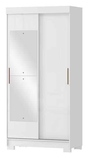 Guarda-roupa solteiro 2 portas de correr 2 gavetas Antares - com espelho - branco neve / branco neve  RD041.E 