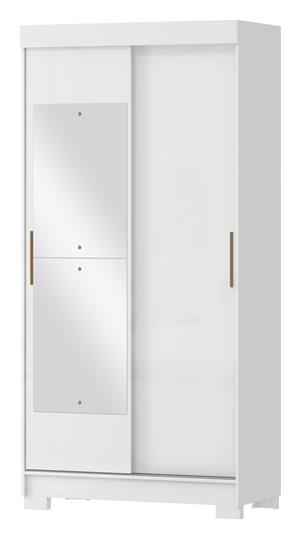Guarda-roupa solteiro 2 portas de correr 2 gavetas Antares - com espelho - branco neve / branco neve  RD041.E 