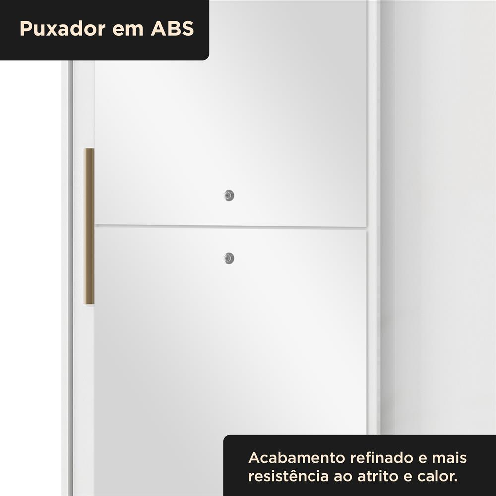 Guarda-roupa solteiro 2 portas de correr 2 gavetas Antares - com espelho - branco neve / branco neve  RD041.E 