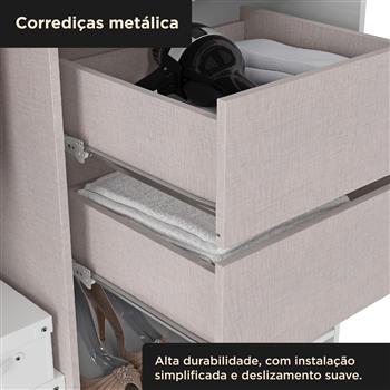 Guarda-roupa solteiro 2 portas de correr 2 gavetas Antares - com espelho - branco neve / branco neve  RD041.E 