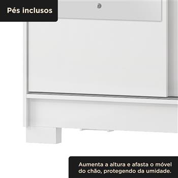 Guarda-roupa solteiro 2 portas de correr 2 gavetas Antares - com espelho - branco neve / branco neve  RD041.E 