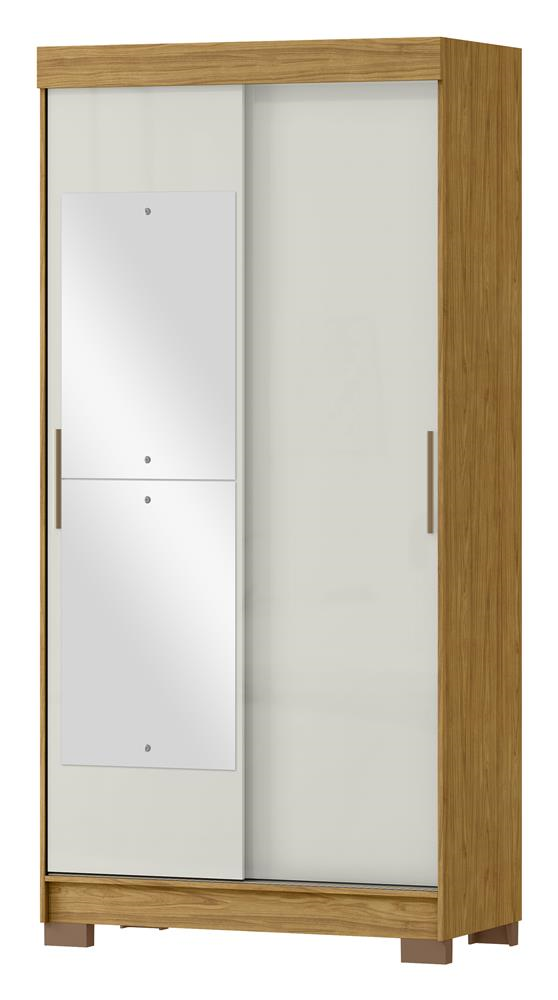 Guarda-roupa solteiro 2 portas de correr 2 gavetas Antares - com espelho - marrocos / off-white  RD041.E 