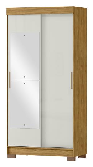 Guarda-roupa solteiro 2 portas de correr 2 gavetas Antares - com espelho - marrocos / off-white  RD041.E 