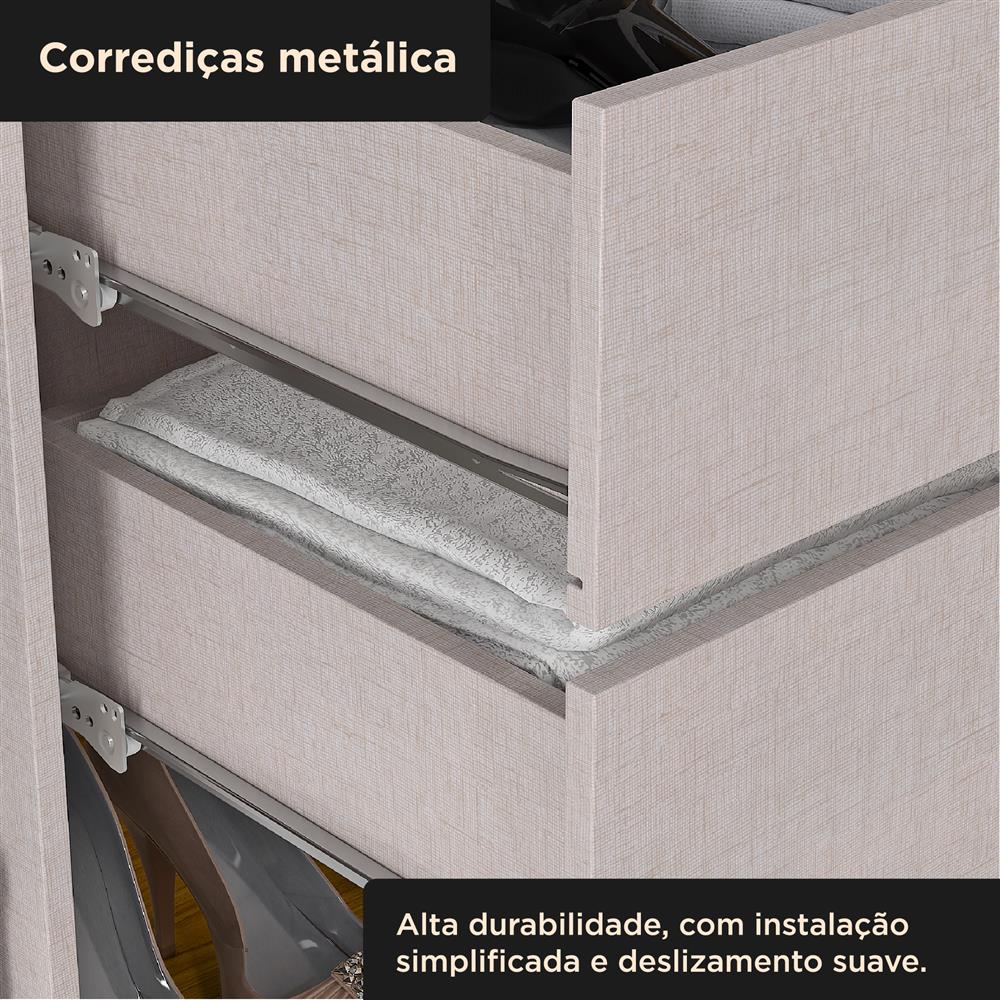 Guarda-roupa solteiro 2 portas de correr 2 gavetas Antares - com espelho - marrocos / off-white  RD041.E 