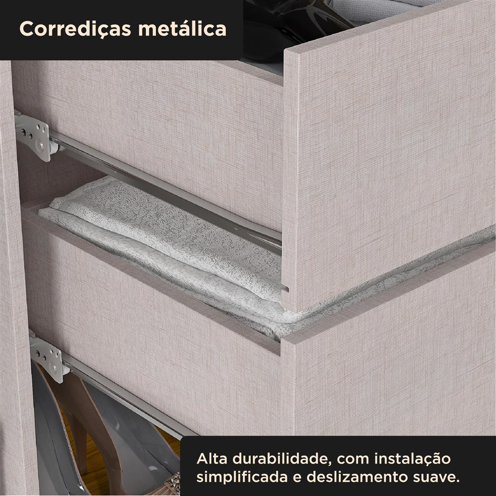 Guarda-roupa solteiro 2 portas de correr 2 gavetas Antares - com espelho - marrocos / off-white  RD041.E 