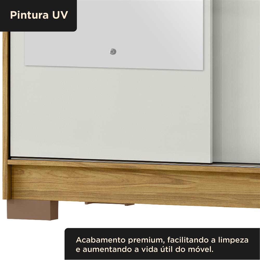 Guarda-roupa solteiro 2 portas de correr 2 gavetas Antares - com espelho - marrocos / off-white  RD041.E 