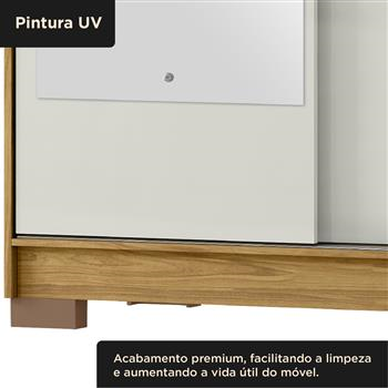 Guarda-roupa solteiro 2 portas de correr 2 gavetas Antares - com espelho - marrocos / off-white  RD041.E 