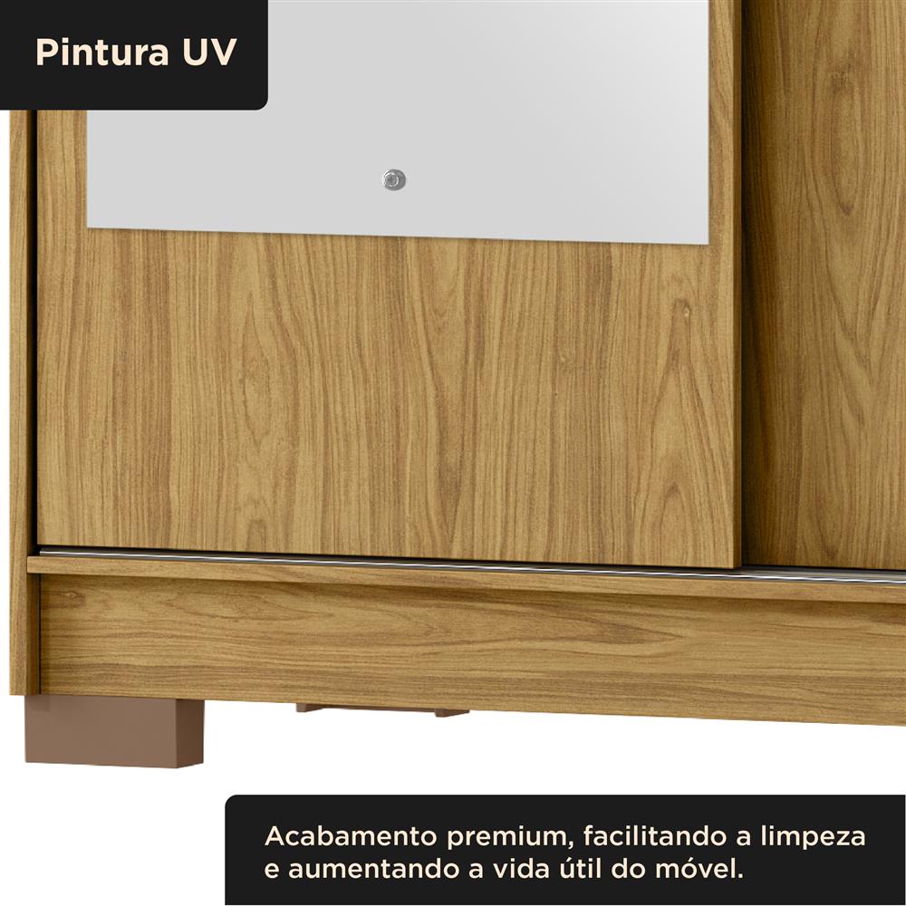 Guarda-roupa solteiro 2 portas de correr 2 gavetas Antares - com espelho - marrocos / off-white  RD041.E 