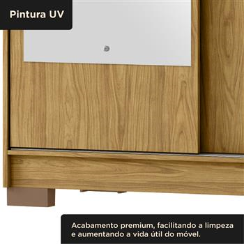 Guarda-roupa solteiro 2 portas de correr 2 gavetas Antares - com espelho - marrocos / off-white  RD041.E 