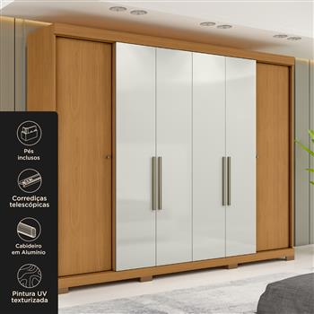 Guarda-roupa casal 6 portas e 4 gavetas Bogotá - cinamomo / off-white RG074.N 