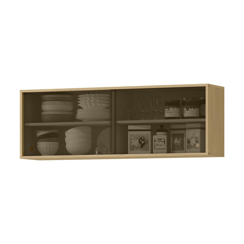 Aéreo portas de vidro 120cm Glória - castanho / castanho AGL04 